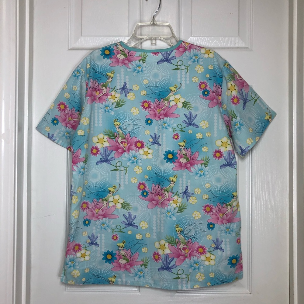 Disney Mickey Frozen Tinker Bell Bundle Of 3 Disney Scrubs Tops With Pockets M - Picture 14 of 16